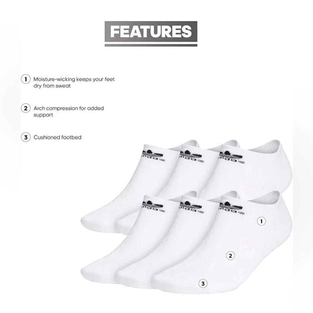 adidas originals trefoil cushioned no-show socks CI9858D 6 pair NEW